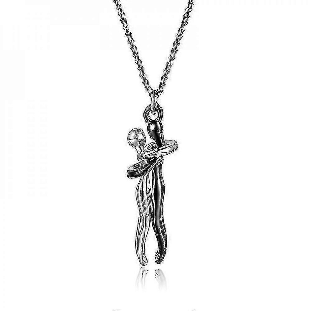 Kikidex (As Show, Black Gold) Mens Womens Couple Necklace Pendant Affectionate Hug Necklace For Couples_a Black,Gold
