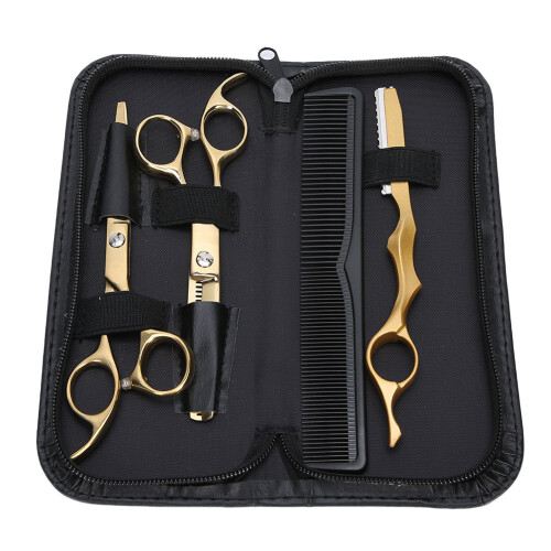 Friseur-Schere Set Ausdünnung Gold 2