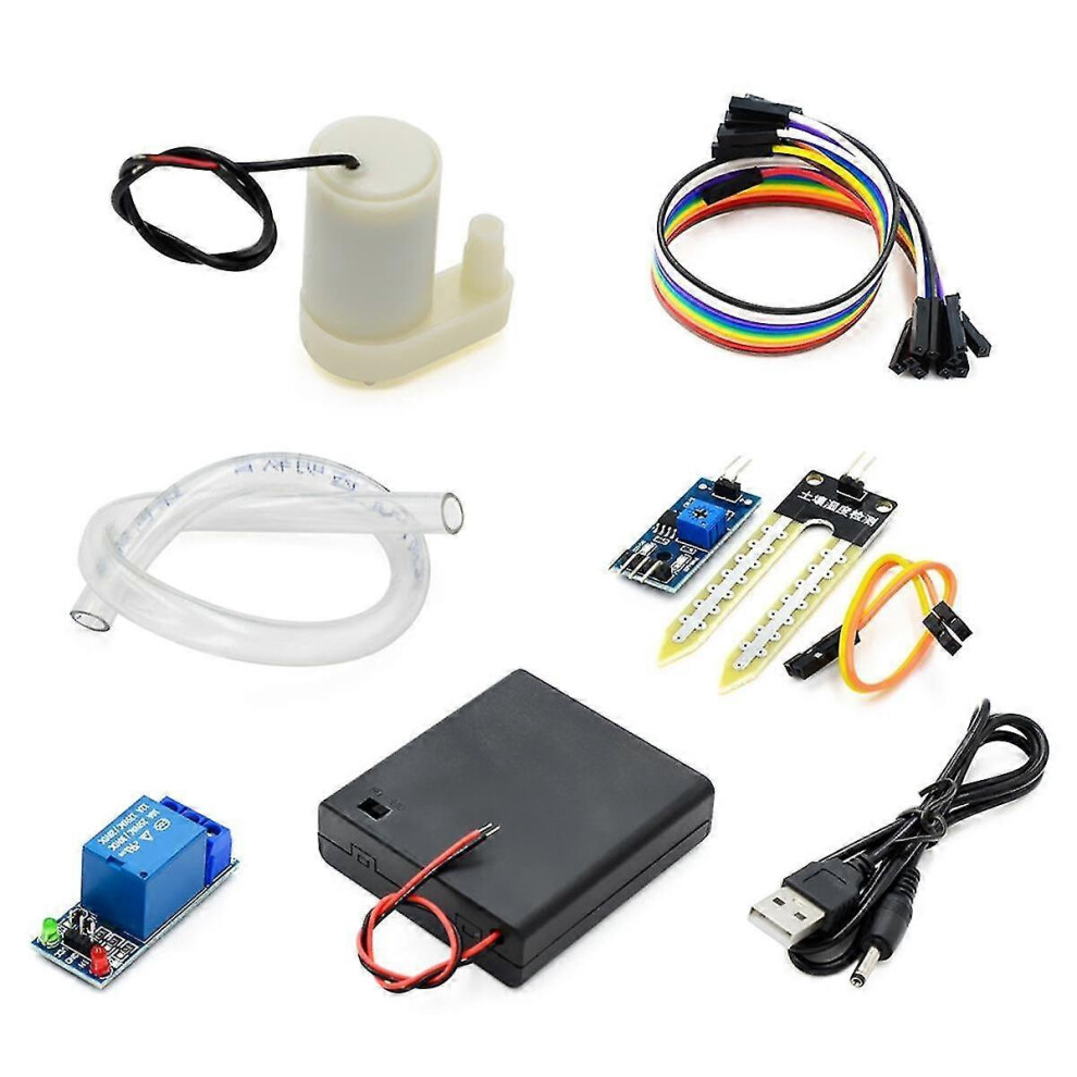 Kikidex (As Show, One Size) 1Set Automatic Irrigation Diy Kit Water Pump Soil Moisture Detection Garden Drip Watering Watering Irrigation System
