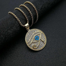 18 Karat vergoldete Halskette mit Horusauge und Ra-Auge als ägyptische Schutzmarke aus Edelstahl – Schmuckgeschenk