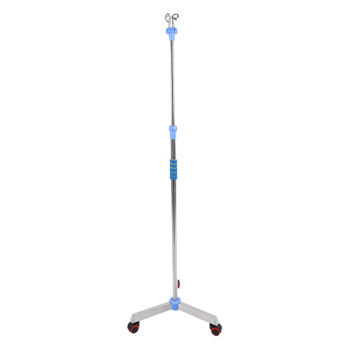 Stainless Steel IV Pole Adjustable Drip Stand with 4 Hooks Wheels 2