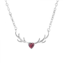 Halskette aus Sterlingsilber mit Anhänger aus Elchgeweih für Damen, Schmuckaccessoires für Mädchen, Geschenkidee