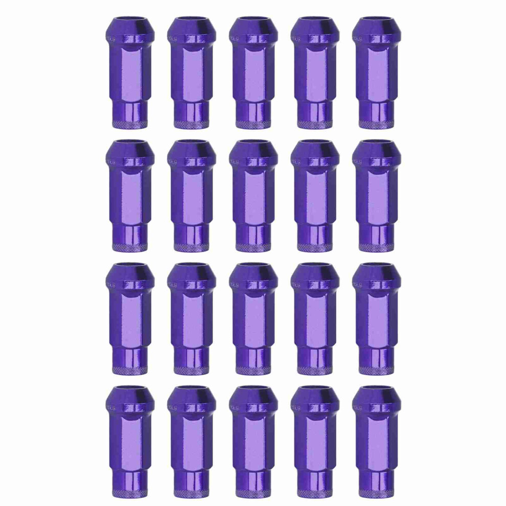 20Pcs M12x1.5 Wheel Lug Nuts With Wrench Socket High Hardeness Replacement Purple 4601356604186