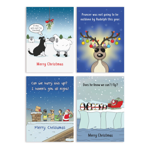 Twizler Funny Christmas Cards Box of 8 Assorted Humour Cards In 4 Xmas ...