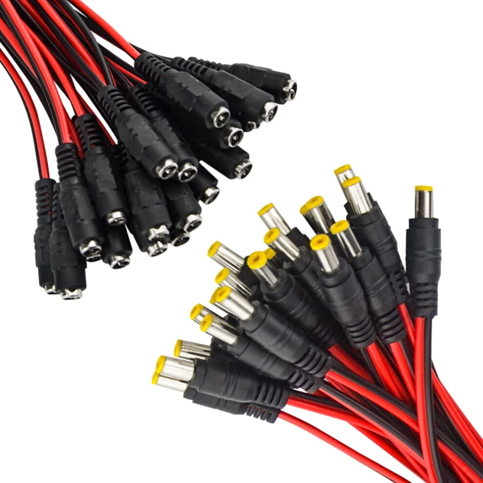 Wmycongcong 40Pcs Dc Male And Female Power Pigtail Adapter For Cctv Dvr Camera Lead Plug Pigtail Cable 602914544795