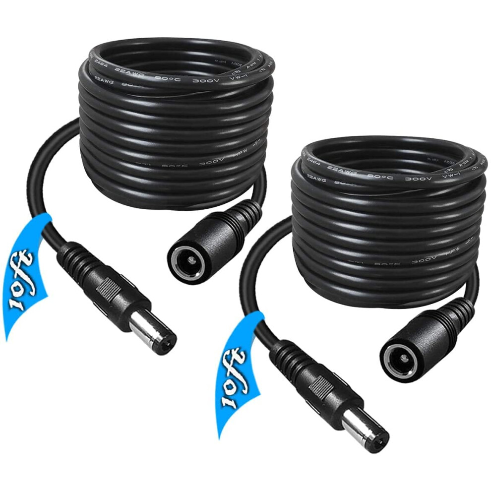 2-Pack Dc Extension Cord 5.5Mm X 2.1Mm 10Ft,12V Dc Power Extension Cable For Security Camera,Dvr Standalone Led Strip,Car,Cctv Ip Surveillance,5V 9V 602024778202