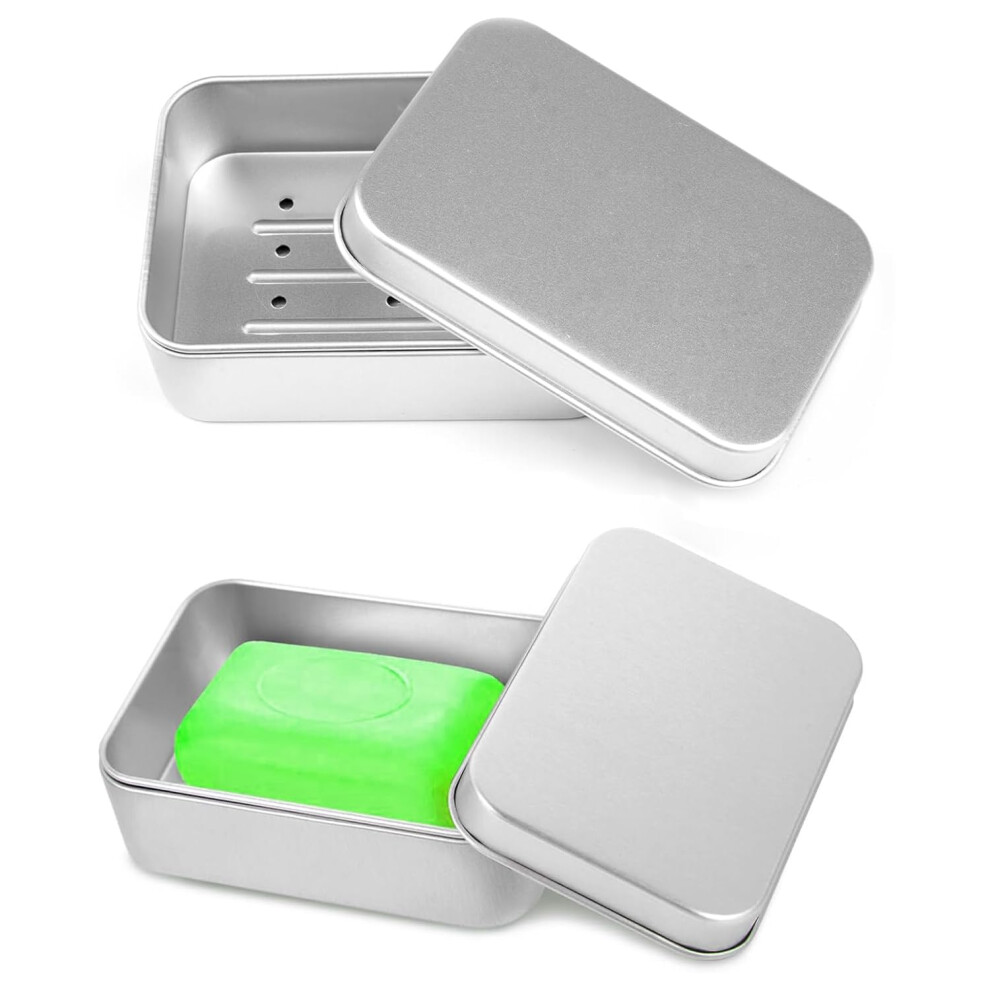 YPYMOD 2 PCS Aluminum Soap Dish Holder, Travel Soap Container, with Removable Draining and Lid, Soap Tin with Removable for Bathroom, Kitche, Soap,-image-OPC-PMHF2FG-NEW