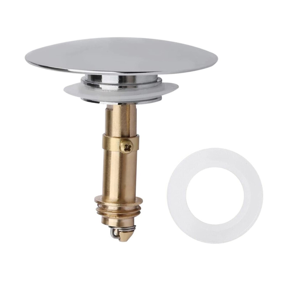 Pop Up Click Clack Plug,66Mm Pop-Up Stopper, Push Sink Drain For Kitchen Bathroom Washbasin Bath, Solid Brass Chrome Plating 616430950978