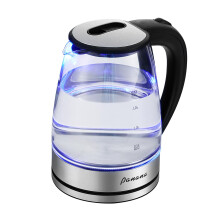 Panana Electric Kettle Glass Kettle with Blue LED, 1.8L, Rapid Boil, 1800W, Auto Shut-Off, Easy to Clean, BPA Free