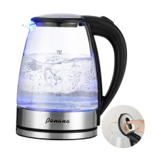 Electric Kettle Glass Kettle with Blue LED, Fast Boil Quiet Electric Glass Kettle, 1.8L, 1800W, Boil-Dry Protection, BPA Free (Flip Lid)