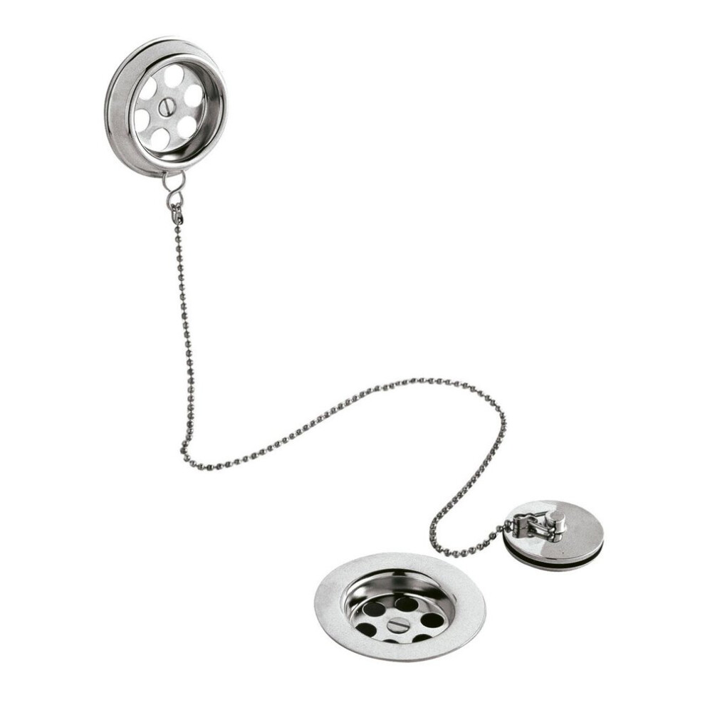 Jt Pickfords | Chrome Bath Retainer Plug & Chain Waste With Overflow 729557183058