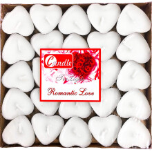 50Pack Heart Shaped Tealight Candles(25x2 Layers),Romantic Love Unscented Tea Lights Candles,Dripless & Long Lasting Smokeless Mini Tealight Candles