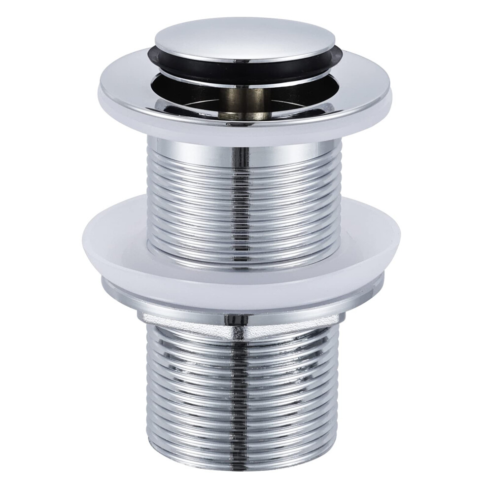 Peppermint Unslotted Basin Sink Pop Up Click Clack Waste Plug Without Overflow For Bathroom Sink, Brass Sprung Plug Waste, Chrome 764560114705
