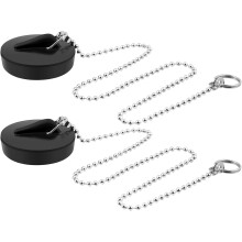 2PCS Bath Plug Replacements - Sink Plug and Chain - Rubber Basin Stopper - Universal Drain Plug for Kitchen Bathroom Laundry - 40-45mm with 400mm