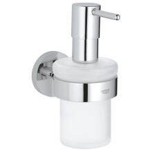 GROHE Start QuickFix Soap Dispenser with Holder (Metal and Glass, Filling Quantity 160 ml, Concealed Fastening, Including Screws and Dowels, Easy to