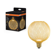 Osram Decor LED Flat lamp in Metal housing Made of Frosted Plastic in Gold with 125 mm in Warm White (2700 K), 3.5 W / 300 lm and E27 Socket, is