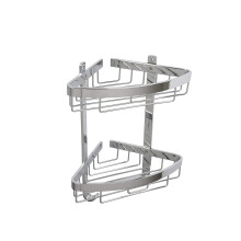 Croydex Large Corner Shower Caddy - Durable Aluminium Bathroom Shelves with Chrome Finish for Modern Bathrooms, 2-Tier Shower Corner Shelves with