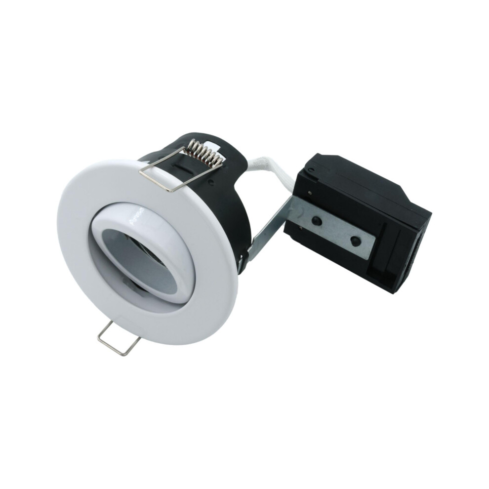 Leyton Lighting White Fn-T-Wh Gu10 Tilt Downlight, Ip20, 87Mm, Loop In/Out, Open Back