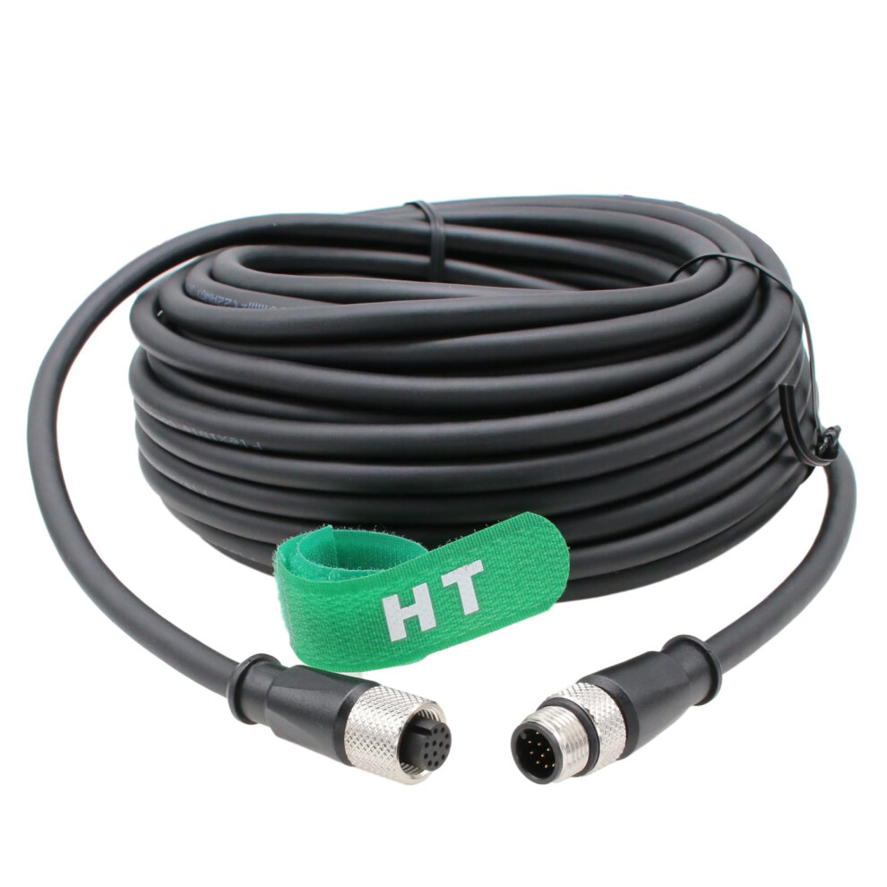 Hangton Cognex Sensor Power I/O Extension Cable M12 A-Coded 12 Pin Male To Female For Microscan Reader Checker 201 202 In-Sight 7000 9000 Data Man 360 4886803447756