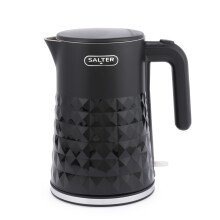Salter EK6103BLK 1.5 L Kettle ? 3kW Fast Boil Electric Tea Kettle, Double Walled to Keep Warm, 360? Swivel Base, Cool Touch Body, Water Level