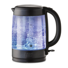 Russell Hobbs Electic Kettle [1.7L] Illuminated Glass Kettle Matte Black (Perfect Pour Spout, Blue Internal Illumination, Removable washable