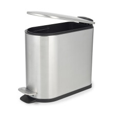 Beldray Bathroom Pedal Bin ? 5 Litre Small Bathroom, Soft Closing Lid with Pedal, D-Shaped Sanitary Waste Bin for Bedroom, Office, Kitchen,