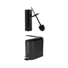 Beldray Toilet Brush & Bin Set ? Antibacterial Treated Silicone Bristles, 5 Litre Sanitary Waste Bin with Soft Closing Lid, Space-Saving, Compact,