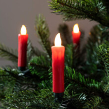 Lights4fun Pack of 20 Red Wax Battery Operated Remote Control LED Flameless Christmas Candles with Tree Clips
