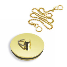 SISI UK? 45mm 1.3/4 inch Brass Plated Metal Bath Basin Shower Plug Stopper with 18-inch Polished Brass Ball Chain and S-Hook