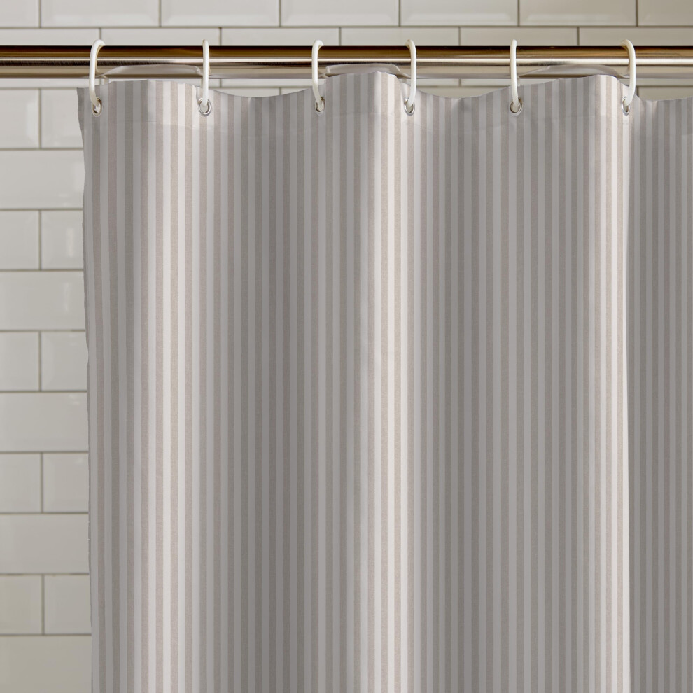 Catherine Lansfield Timeless Stripe 180X180cm Shower Curtain Natural
