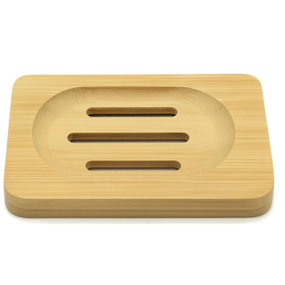 Kandid Bamboo Soap Dish - Bathroom Wooden Soap Case Holder Handmade Natural Rectangular Wood Soap Dish Holder - 11.5cm x 8.5cm - 2.2cm-image-OPC-PMHF6JG-NEW
