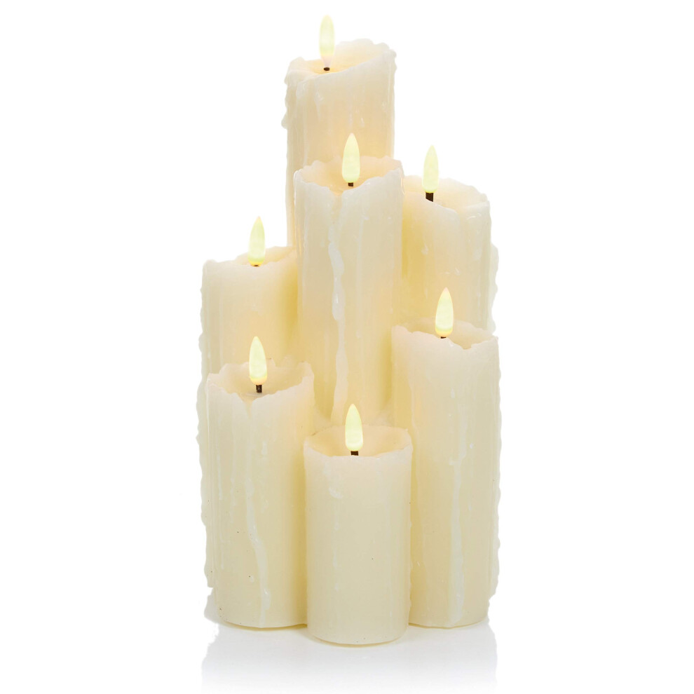 Premier Battery Operated Melted Flickabright Led Wax Candles, Set Of 7