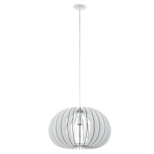 Eglo Pendant Light, Alloy Steel Wood, E27, White