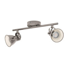 EGLO Seras, LED Ceiling Light, 2 Bulbs, Industrial Ceiling Light, Metal Ceiling Spotlight, Living Room Lamp in Antique Nickel, Hallway Lamp,
