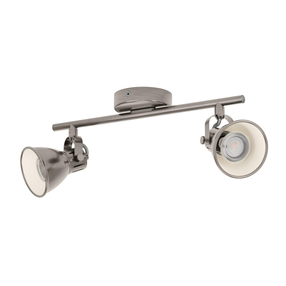 Eglo Seras, Led Ceiling Light, 2 Bulbs, Industrial Ceiling Light, Metal Ceiling Spotlight, Living Room Lamp In Antique Nickel, Hallway Lamp,
