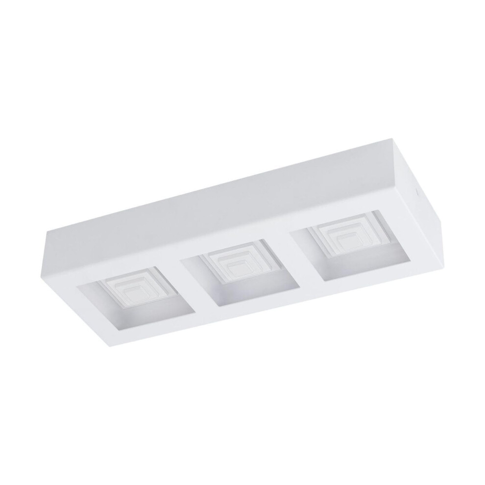 Eglo Ferreros Led Ceiling Light, 3 Bulbs, Living Room Lamp, Modern, Kitchen Lamp Made Of Steel And Plastic, Hallway Lamp Ceiling In White