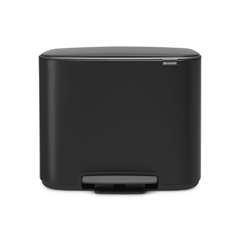 Brabantia Bo Pedal Bin - 36L Inner Bucket (Matt Black) Waste Kitchen Bin - Soft Closing Lid