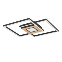 Eglo LED Flush Ceiling Light Marinello, 3 Light dimmable Lighting with Remote Control, Colour Changing Living Room lamp, Warm/Cool White, Metal, Wood
