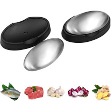?CTDMJ Stainless Steel Soap 2PCS, Odor Remover, Odour Removing Stainless Steel Soap Bar with Stand Odor Eliminator Remover Metal Soap Bar for Kitchen