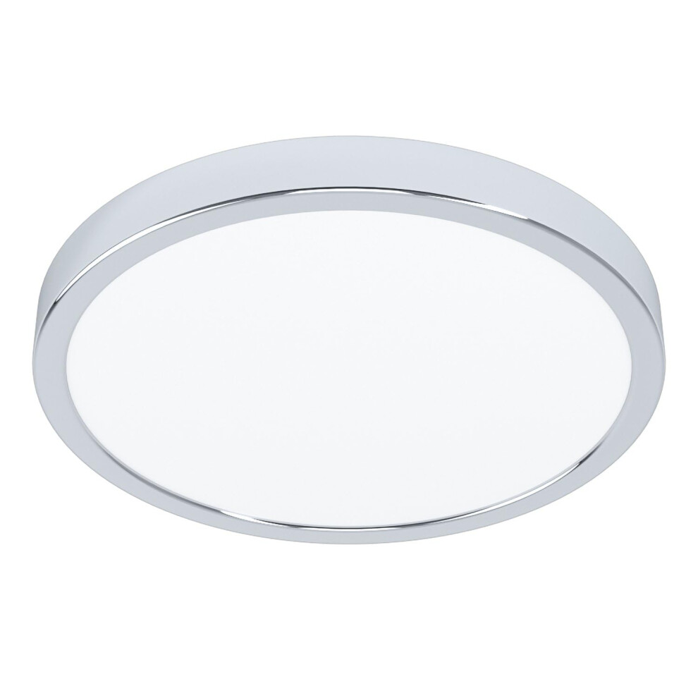 Eglo Led Ceiling Light Fitting Fueva 6, Round Ceiling Lamp, Bathroom Lighting, Flush Luminaire Made Of Chrome Coloured Steel And White Plastic, Warm