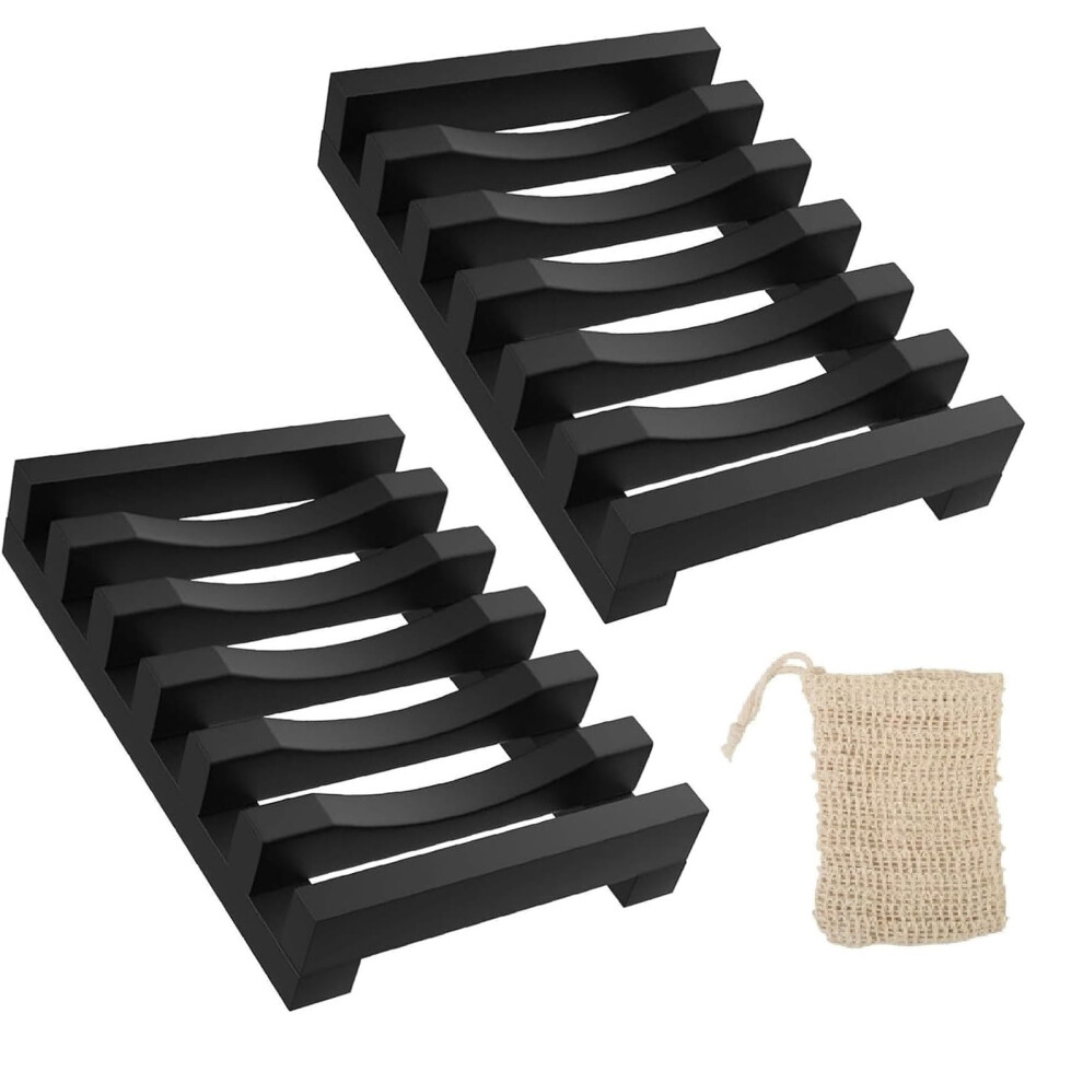 2PCS Silicone Soap Dish, Anti-Slip Soap Holder Flexible, Portable Shower Soap Box, Self Draining Shower Soap Dish for Shower, Bathroom, Kitchen-image-OPC-PMHF7RF-NEW