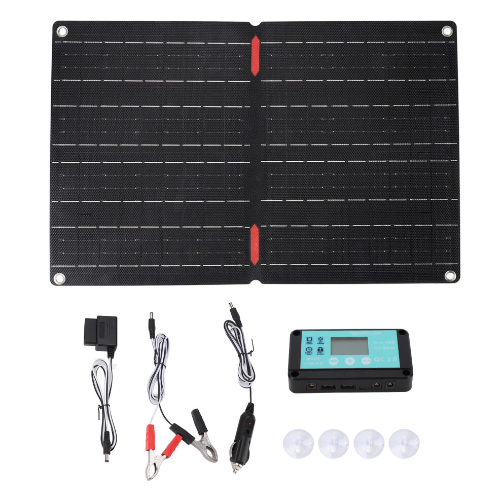 Etfe Foldable Solar Panel 60W 60A Controller Obd Plug Wire 12V Ip68 Waterproof Car Solar Charger Kit 9183899951156