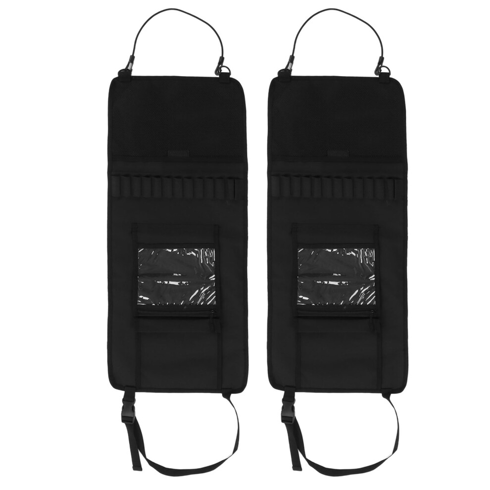 2Pcs Car Seat Back Rack Holder Organizer 600D Oxford Cloth Seatback Cover Storage Bag For Truck Pickup Black 9183899952207