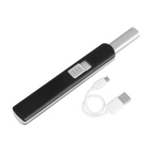 USB Rechargeable Electric Lighter with Safety Lock Cover for BBQ Candle Stove Matte Black