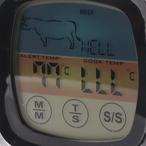 Food Touch Thermometer Kitchen Digital Display Timer Thermometer Field Barbecue Thermometer Black with Silver Middle Frame 2