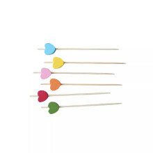 Disposable bamboo fruit stick Art fruit stick heart-shaped cocitail decorative bamboo stick bead string sushi