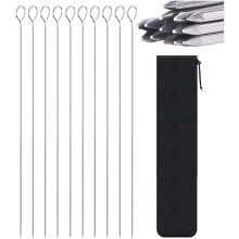 14 inch baking stick set 430 stainless steel 9 Word Twist stick 10 Pack spot outdoor skewers combination