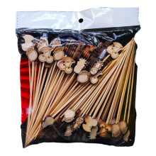Disposable Bamboo Signs Artistic Fruit Signs Cactus Cocktail Garnish Flamingo Bamboo Signs 100pcs