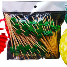 Disposable Bamboo Signs Artistic Fruit Signs Cactus Cocktail Garnish Flamingo Bamboo Signs 100pcs