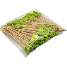 Disposable bamboo fruit stick art fruit stick leaves cocktail decoration turtle leaf bamboo stick bead string 100pcs